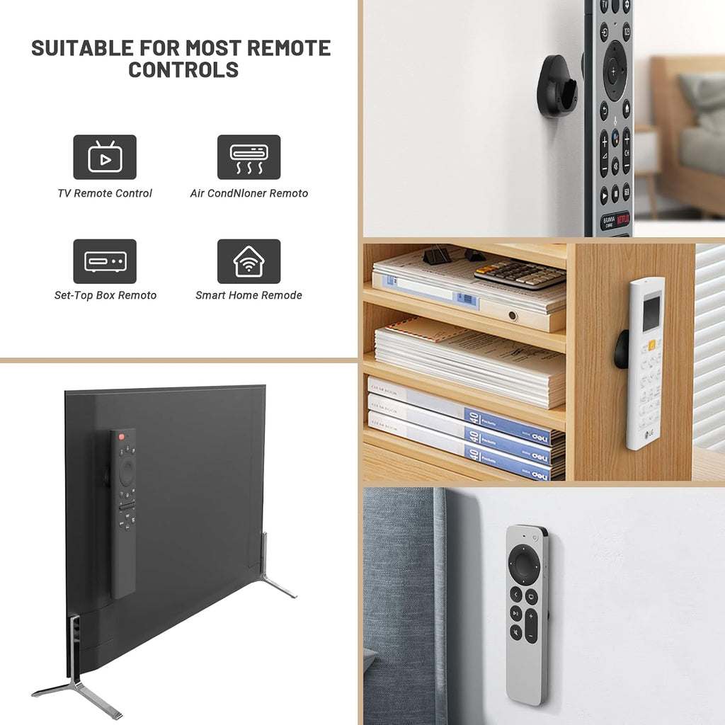Magnetic Remote Control Holder Wall Mount, [Upgraded with Adhesion Promoter] TV Remote Holder Organizer for Bed Headboard & Nightstand, No Drill Sticky Remote Caddy for Roku (Black, 6 Pack)