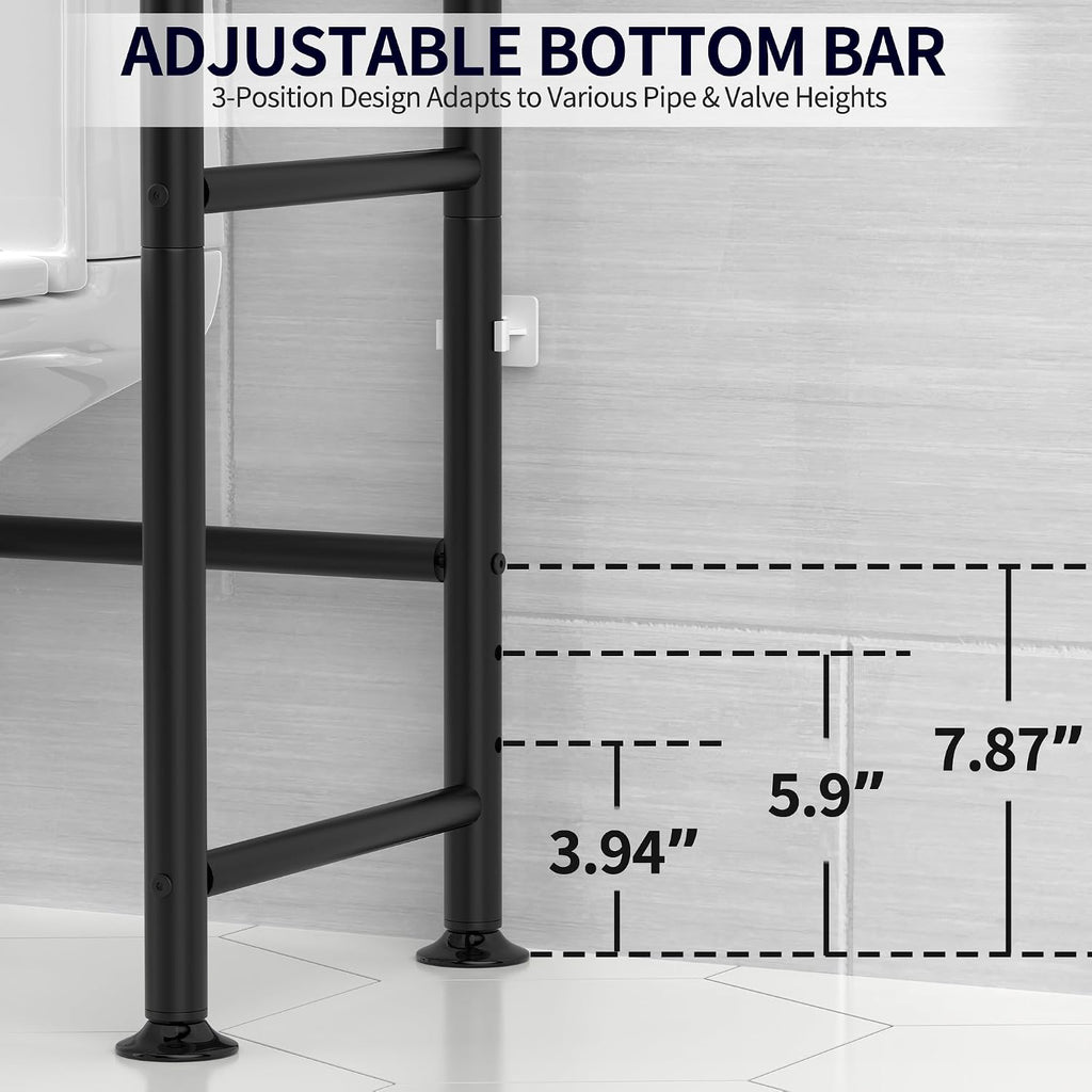 3-Tier Over Toilet Storage Cabinet, No Drilling, 64" H, Black