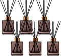 6 Pack Perfume Reed Diffuser Bottle,Empty Square Essential Oil Bottles Glass Jar with Black Sticks for DIY Fragrance Replacement Diffuser Sets (200ml/6.8 oz, Brown Color)
