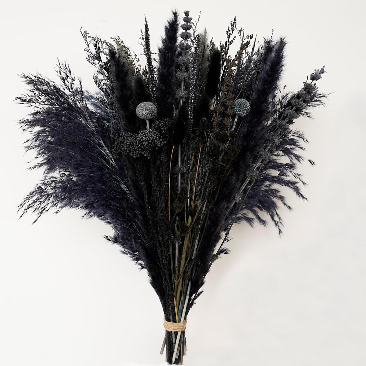 17" Black & Dark Grey Dried Flower Bouquet, DIY for Bohemian Home Decor