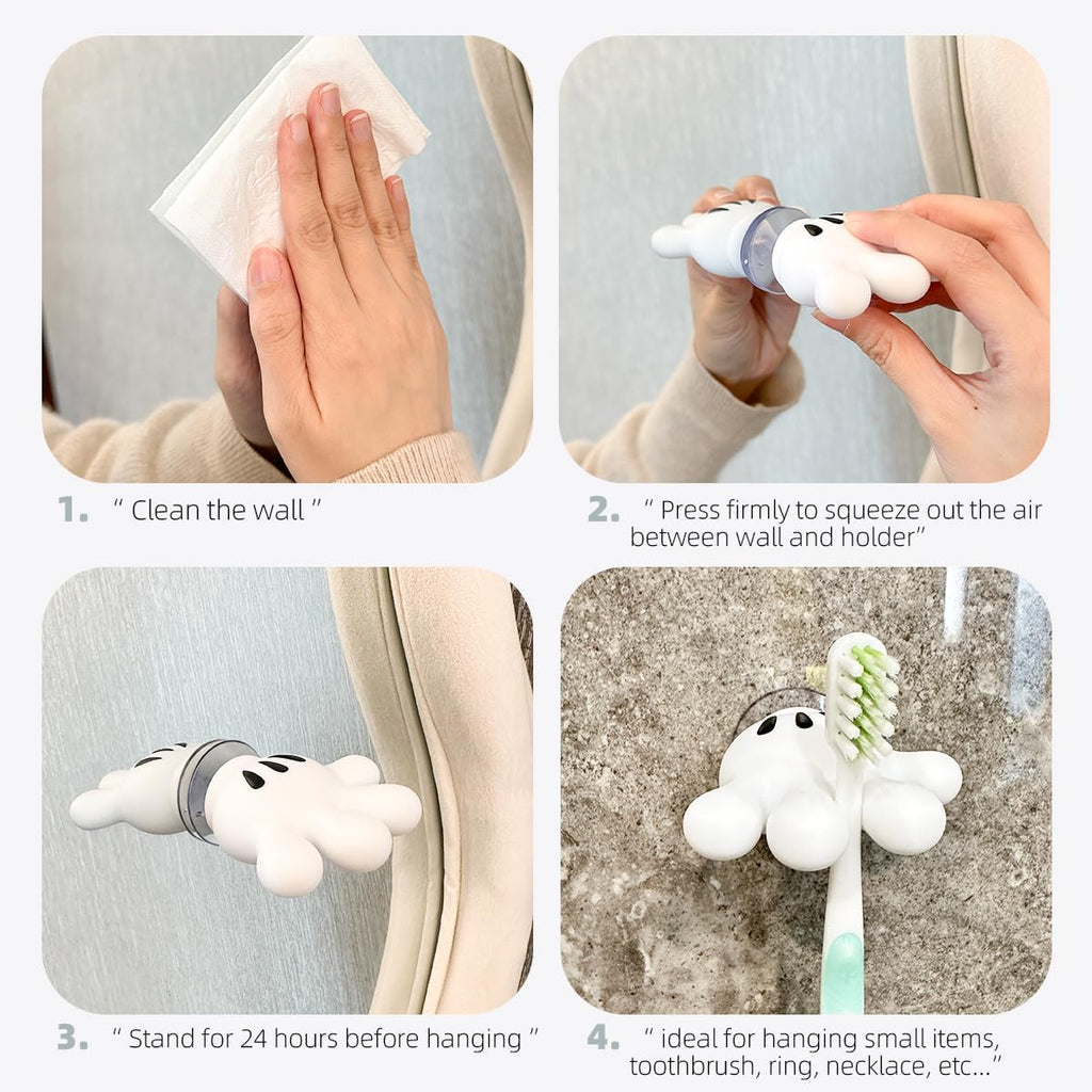 2PCS Cute Hanging Toothbrush Holder, Wall Hanging Utility Suction Hooks, Multi-Function Bathroom Kitchen Decor, Cool Fun Gag Gift Shower Holder for Bathroom Kitchen Living Room (OK Hands)
