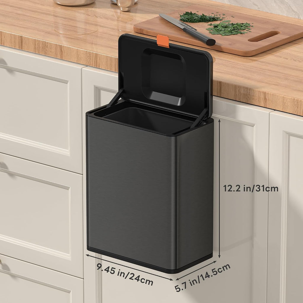 Mbillion 2.1 Gal Brushed Black Hanging Stainless Steel Compost Bin