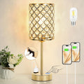 Hong-in Gold Lamps for Night Stands, Crystal Table Lamp with Touch Control