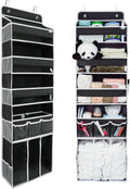 Door Hanging Storage Organizer,with 3 Bins 1 Movable Baby Diaper Caddy,1 Large capacity diaper stacking storage Organizer,10 Side Pockets ,Bedroom Door Storage for Nursery Baby Essentials. (Dark grey)