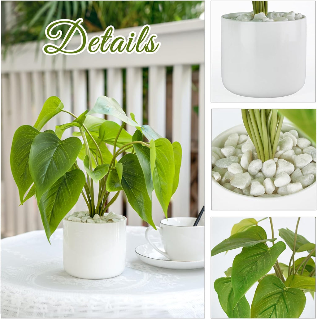 Mkono Fake Plants in Ceramic Pot, 11" Potted Artificial Plants Home Decor