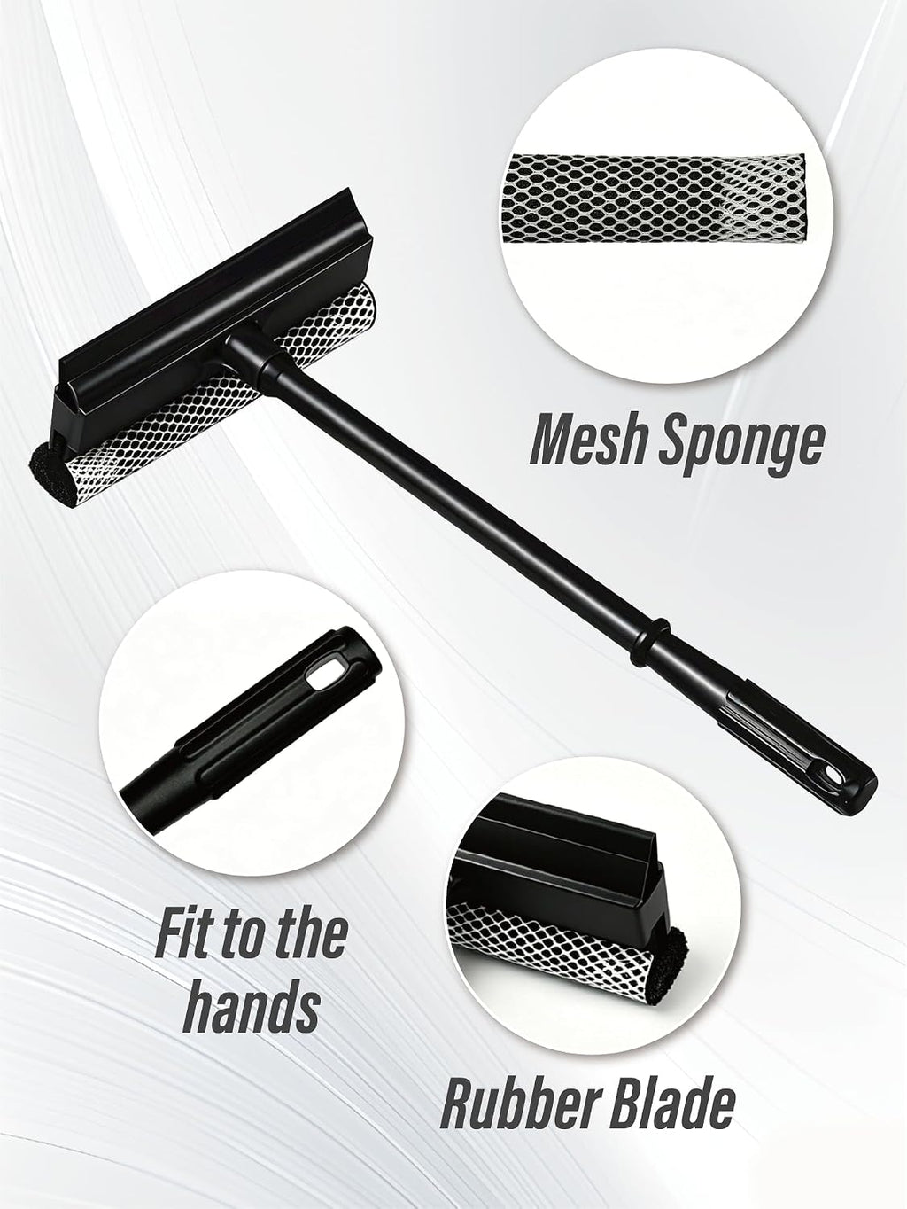 2 in1 Window Squeegee for Car, Window Cleaning Tool with 16inch Long Handle