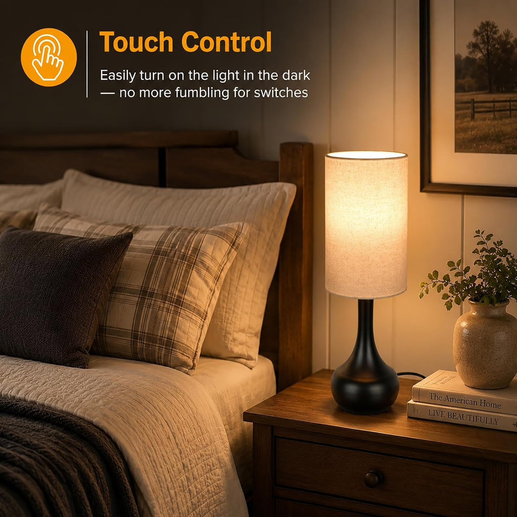 17" Skinny Touch Lamp for Nightstand,3-Way Dimmable Bedside Lamp