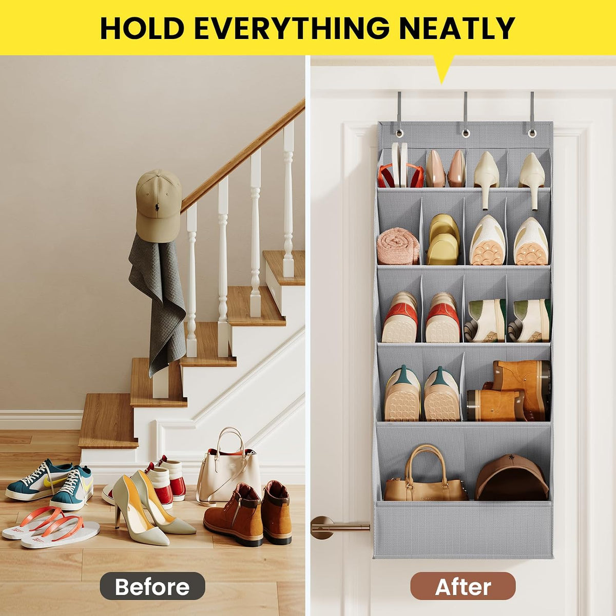 Mefirt Large Over the Door Shoe Organizer for Closet Fit 20 Pairs