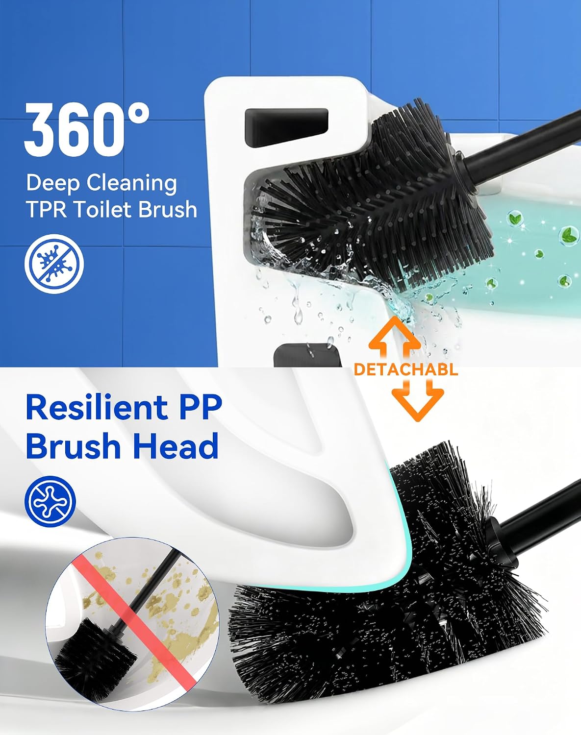 Dowry Toilet Bowl Brush and Holder Set for Bathroom 304 Stainless Steel