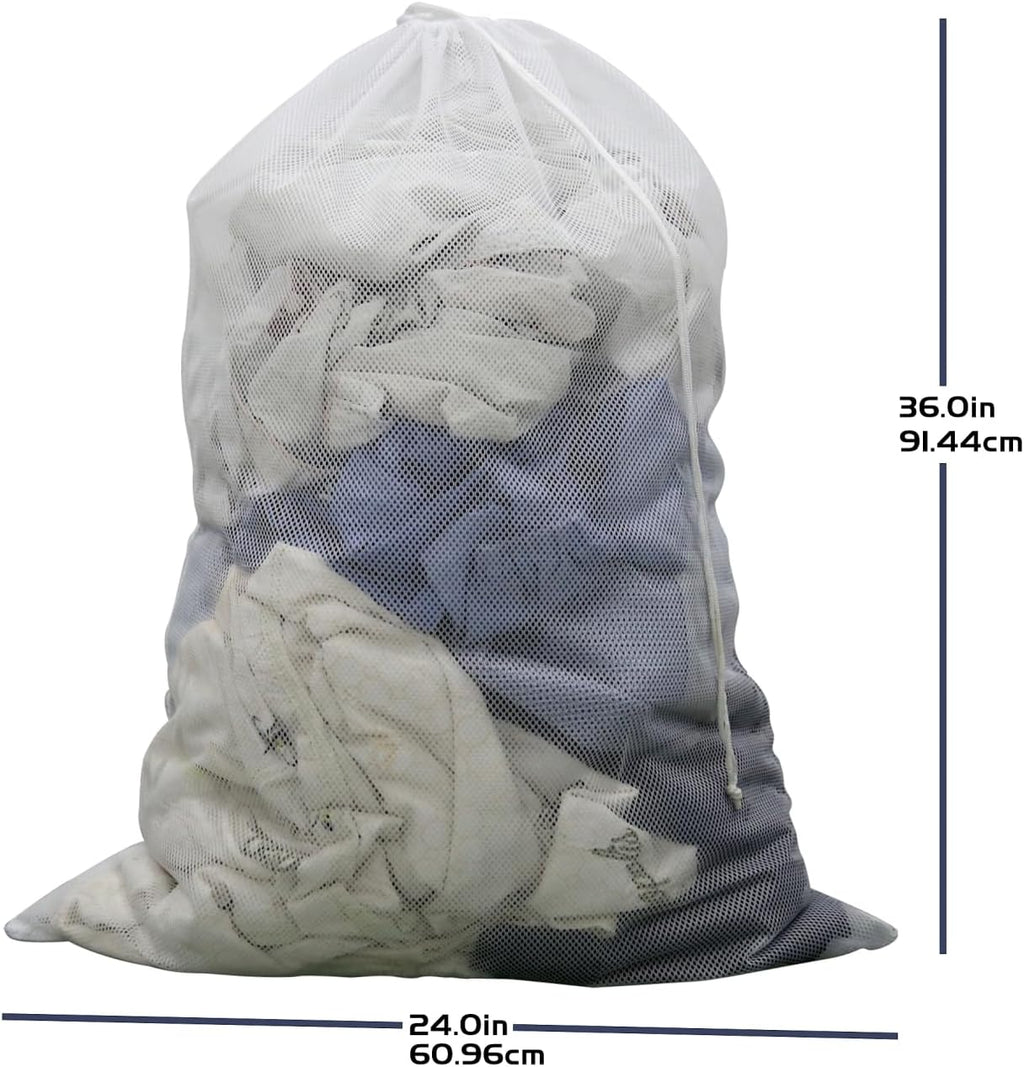 2-Pack Large Mesh Laundry Bag, 24x36 Inch White
