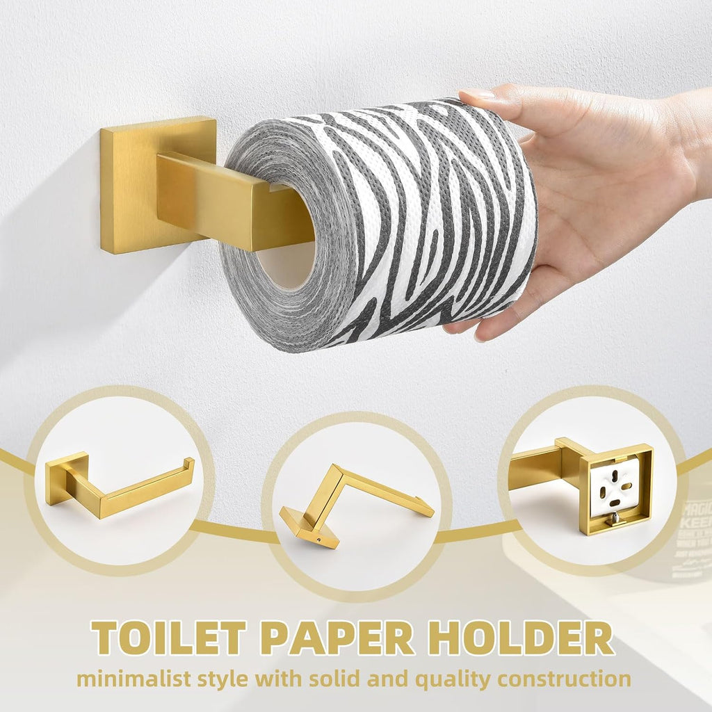 Angle Simple Bathroom Hardware Set, Bath Accessory Kit Brushed Dark Gold