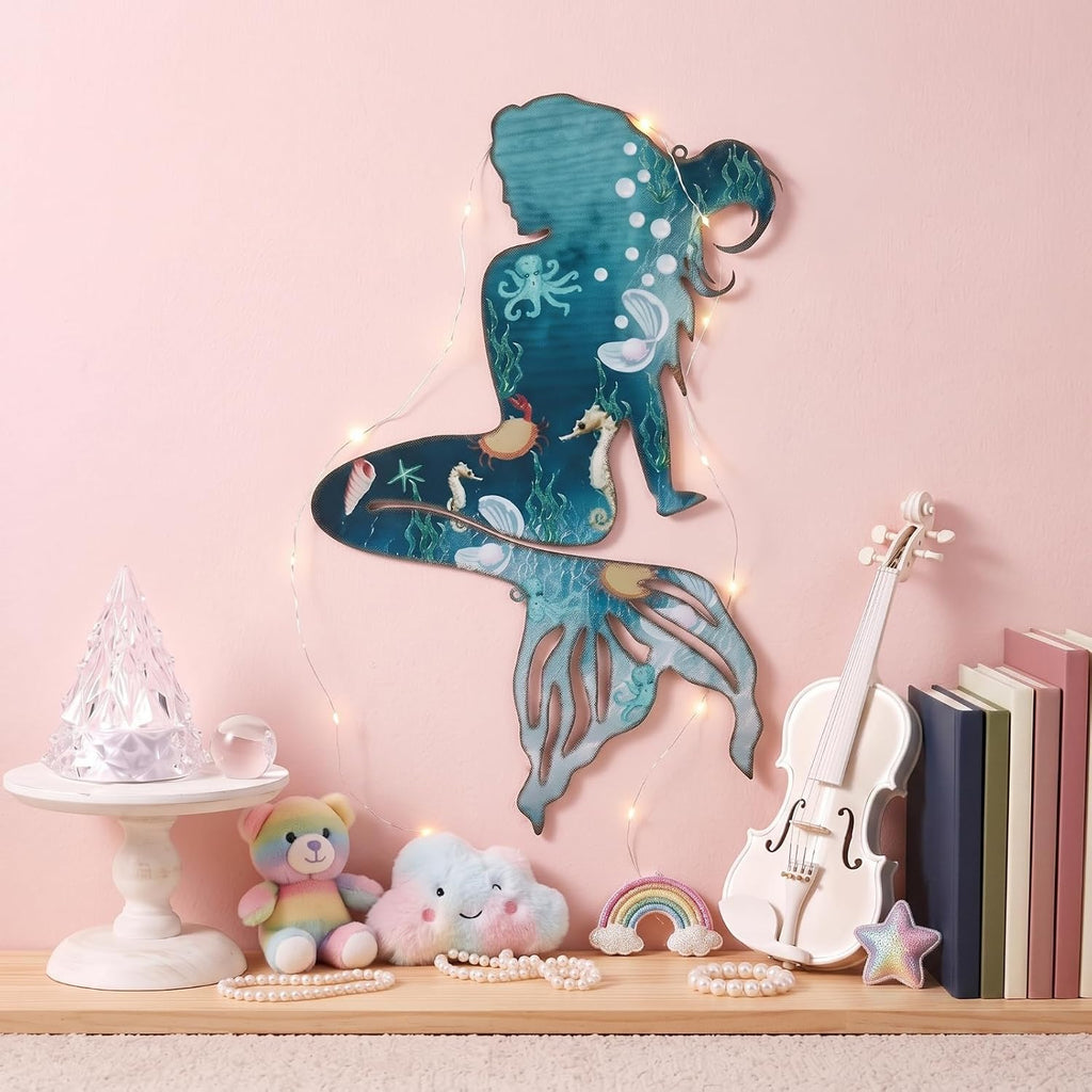 Demissle Metal Mermaid Wall Art Decor, 15 x 9.7 Inches, Delicate Style