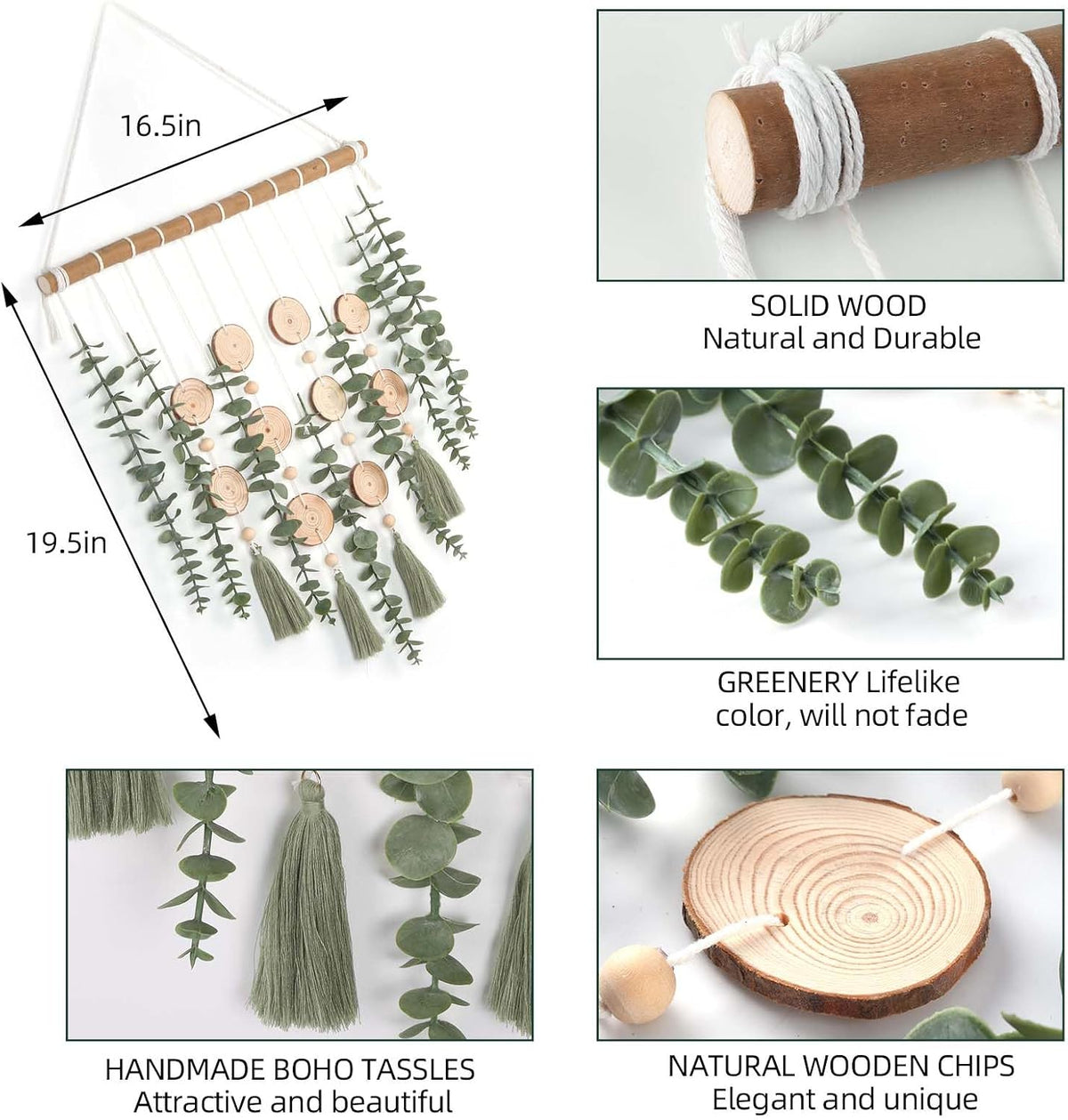 GIAUMA Artificial Eucalyptus Plant Wall Decor Fake Greenery Leaves Stems Wall Hanging Faux Plants on Wood Stick Green Boho Rustic Farmhouse Decor for Bathroom Bedroom Dining Room Indoor Home