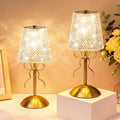 Liliful 2 Pcs Cordless Table Lamp LED Touch, Gold, Crystal Cut Style Bow