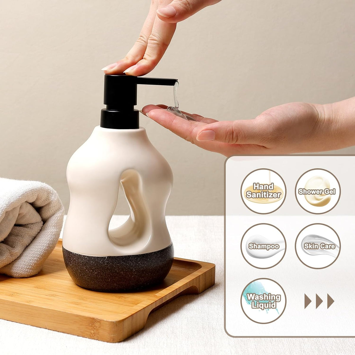 BosilunLife Ceramic Soap Dispenser - Soap Pump Dispenser Bathroom Kitchen