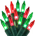 3Pack Red&Green Christmas String Lights, 100 Count Incandescent Mini Lights
