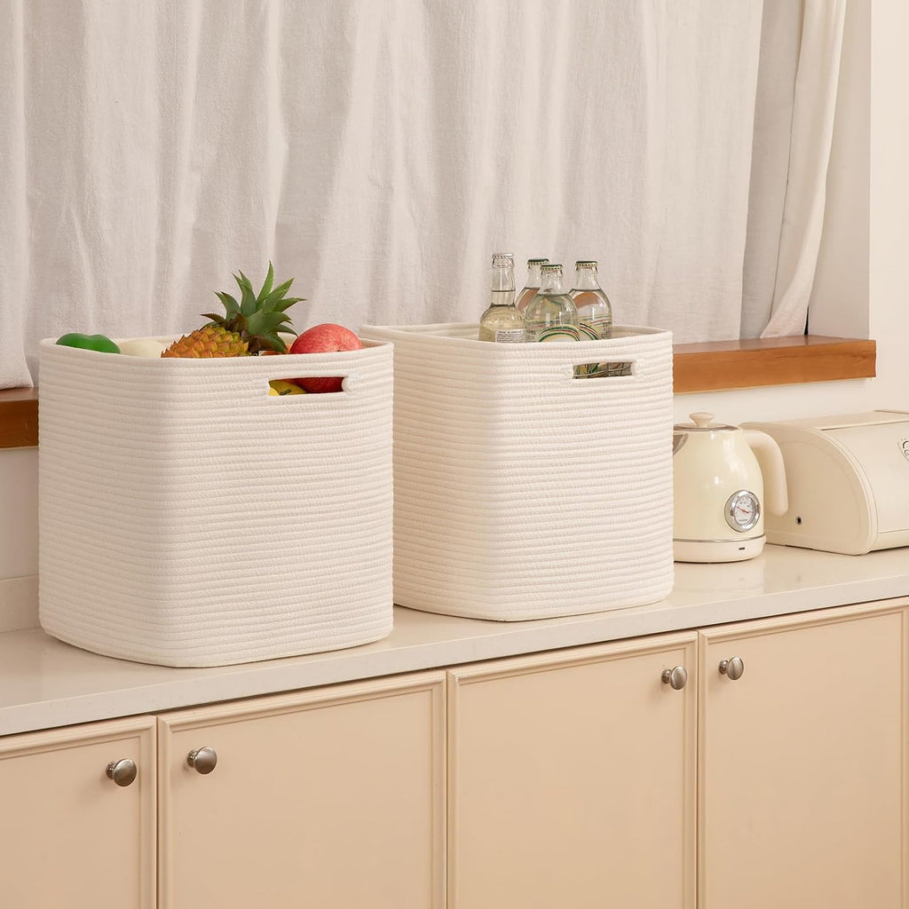 OIAHOMY 2 PACK Cube Storage Bin 13 Inch Collapsible Storage Cube White