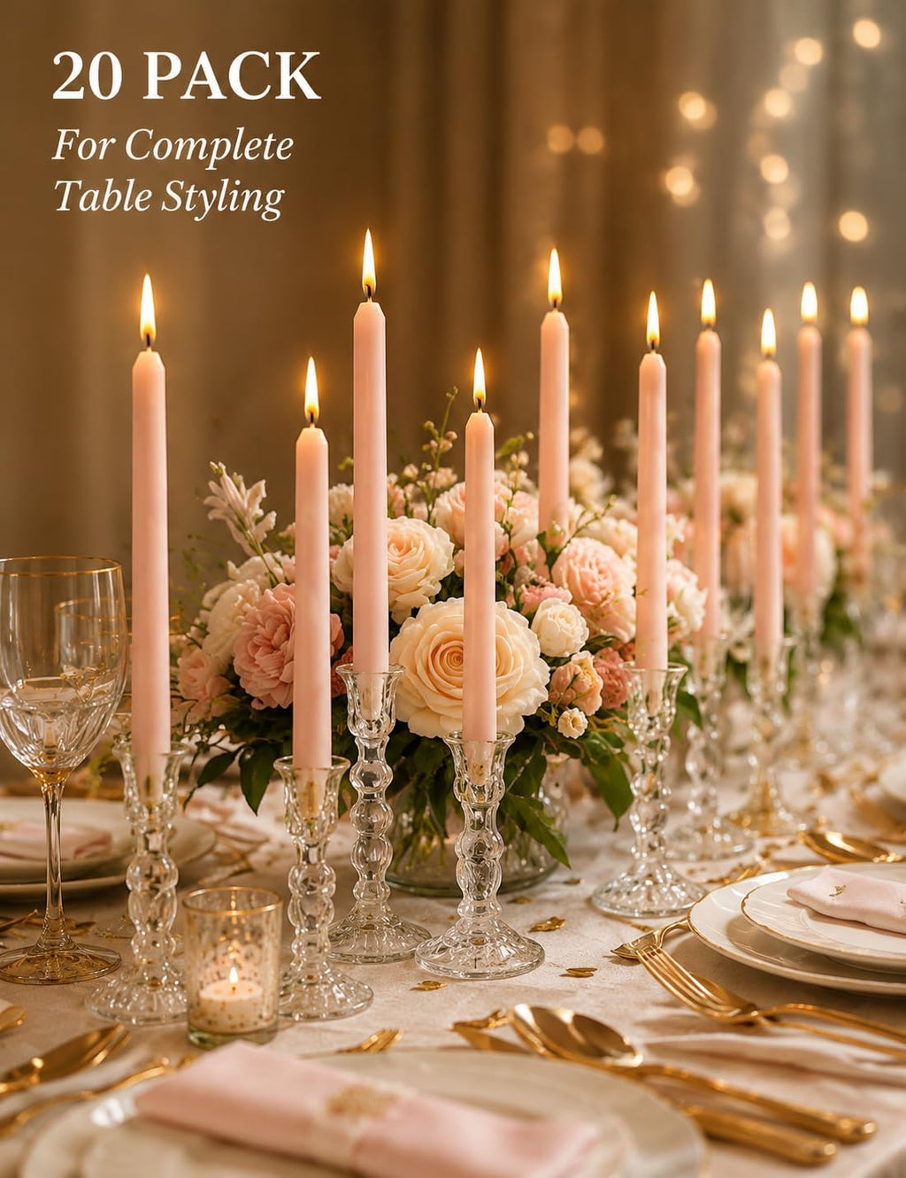 Pale Pink Elegant Taper Candles for Romantic Home Décor and Events