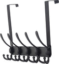 Dseap Over The Door Hook Hanger - Fits 1 3/8" to 1 3/4" Standard Doors | 5 Tri Hooks Heavy Duty Towel/Coat Rack | Door Organizer for Clothes, Jackets, Hats, Towels, Black