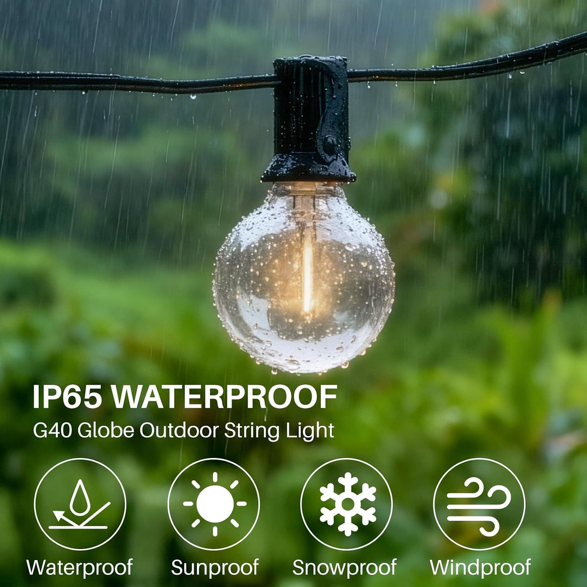 25 FT 2700K Outdoor String Lights,13 Plastic Edison Bulbs, E12 Base