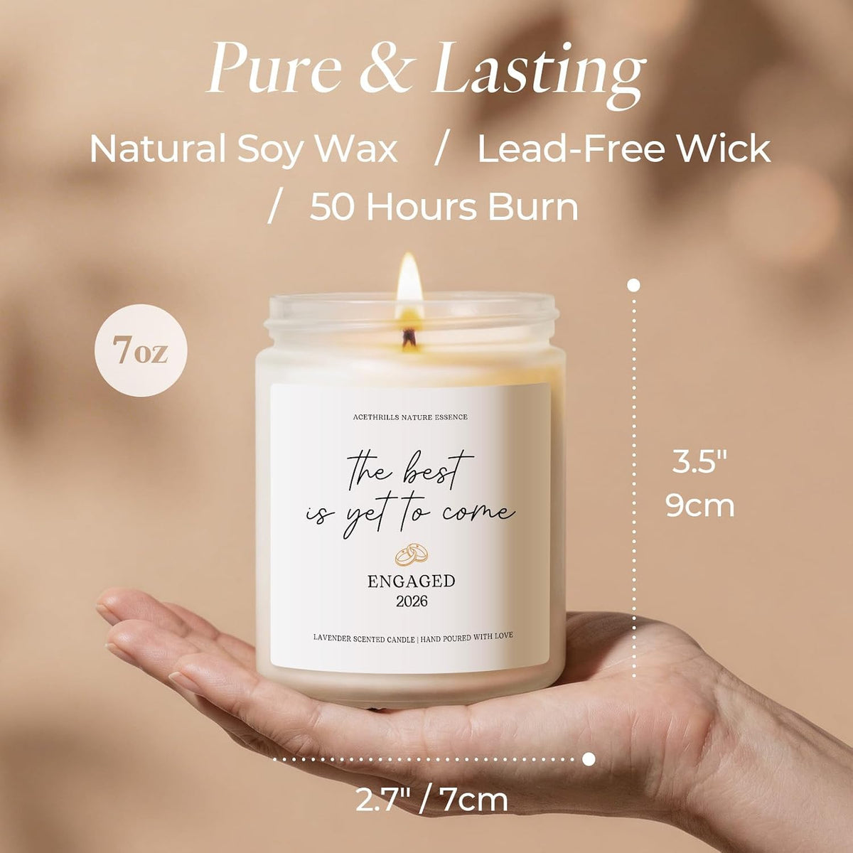 Engagement Gifts for Couples Women - 7 Oz Lavender Scented Candle