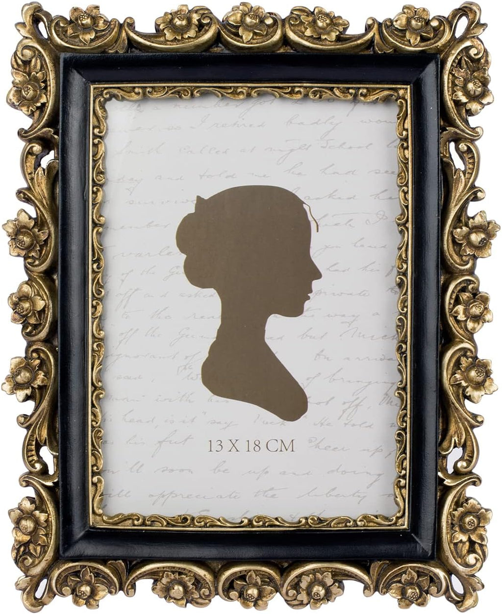 Sunlit Vintage Picture Frame 5x7 Inch, Luxury Antique Photo Frames with Glass Front, Photo Display, Tabletop Wall Hanging, Gift Ideas, Gold and Black