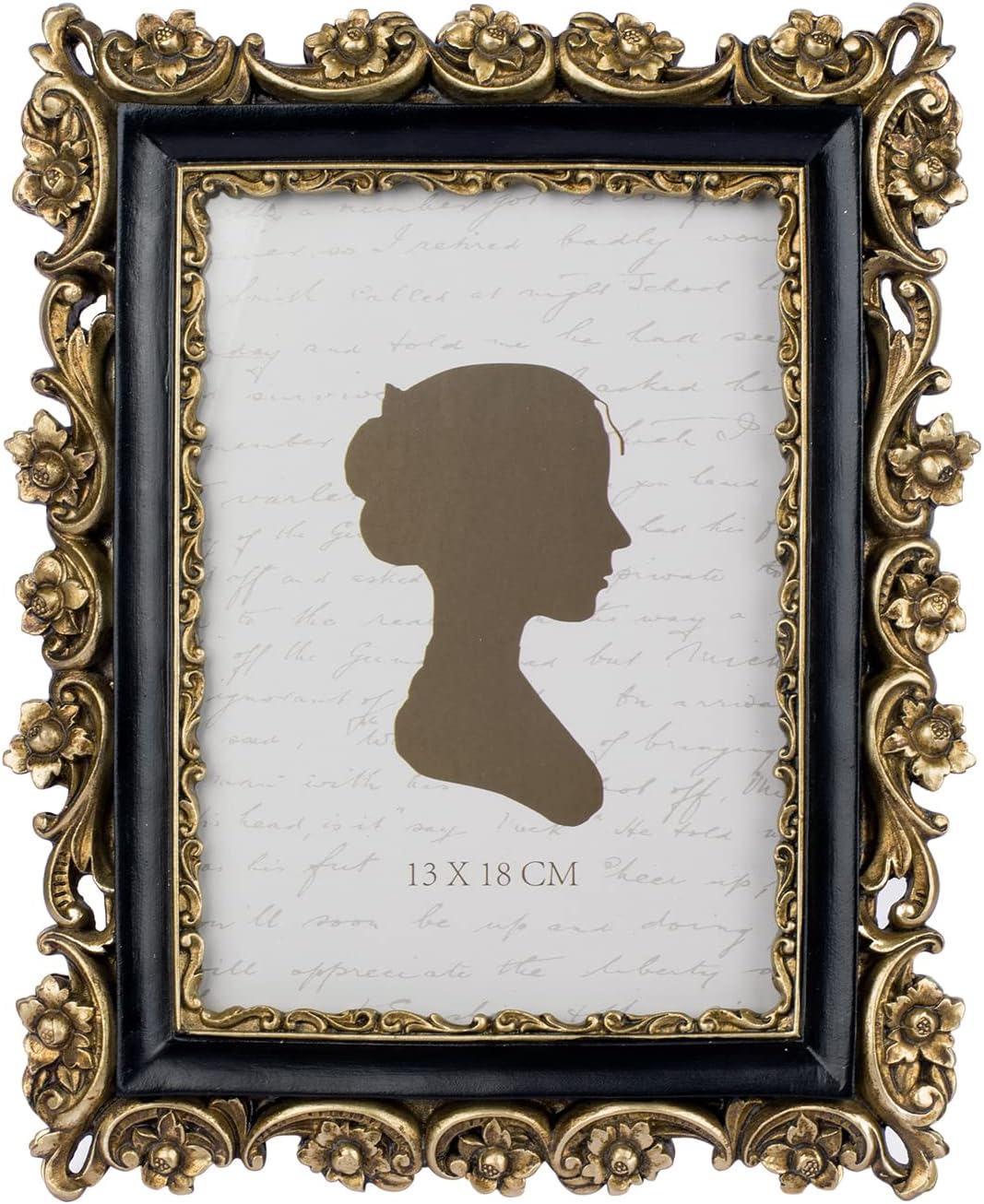 Sunlit Vintage Picture Frame 5x7 Inch, Luxury Antique Photo Frames with Glass Front, Photo Display, Tabletop Wall Hanging, Gift Ideas, Gold and Black