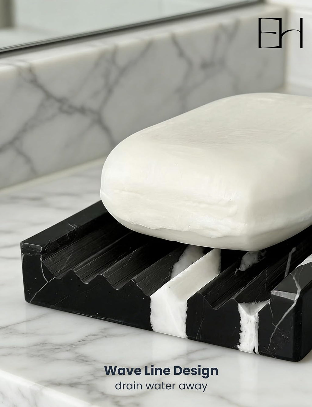 Marble Soap Dish and Tray, Soap Bar Holder for Shower Rectangular