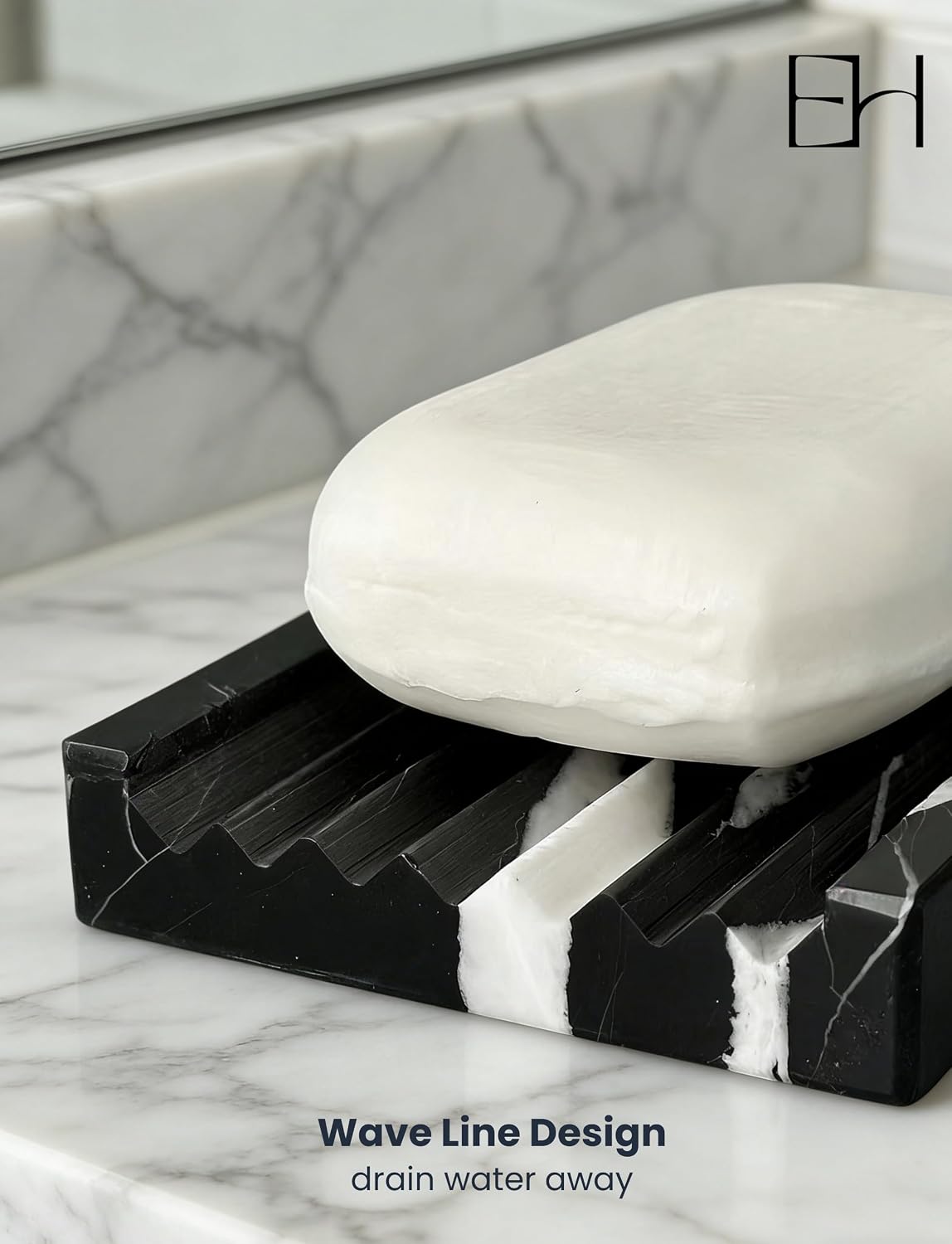 Marble Soap Dish and Tray, Soap Bar Holder for Shower Rectangular