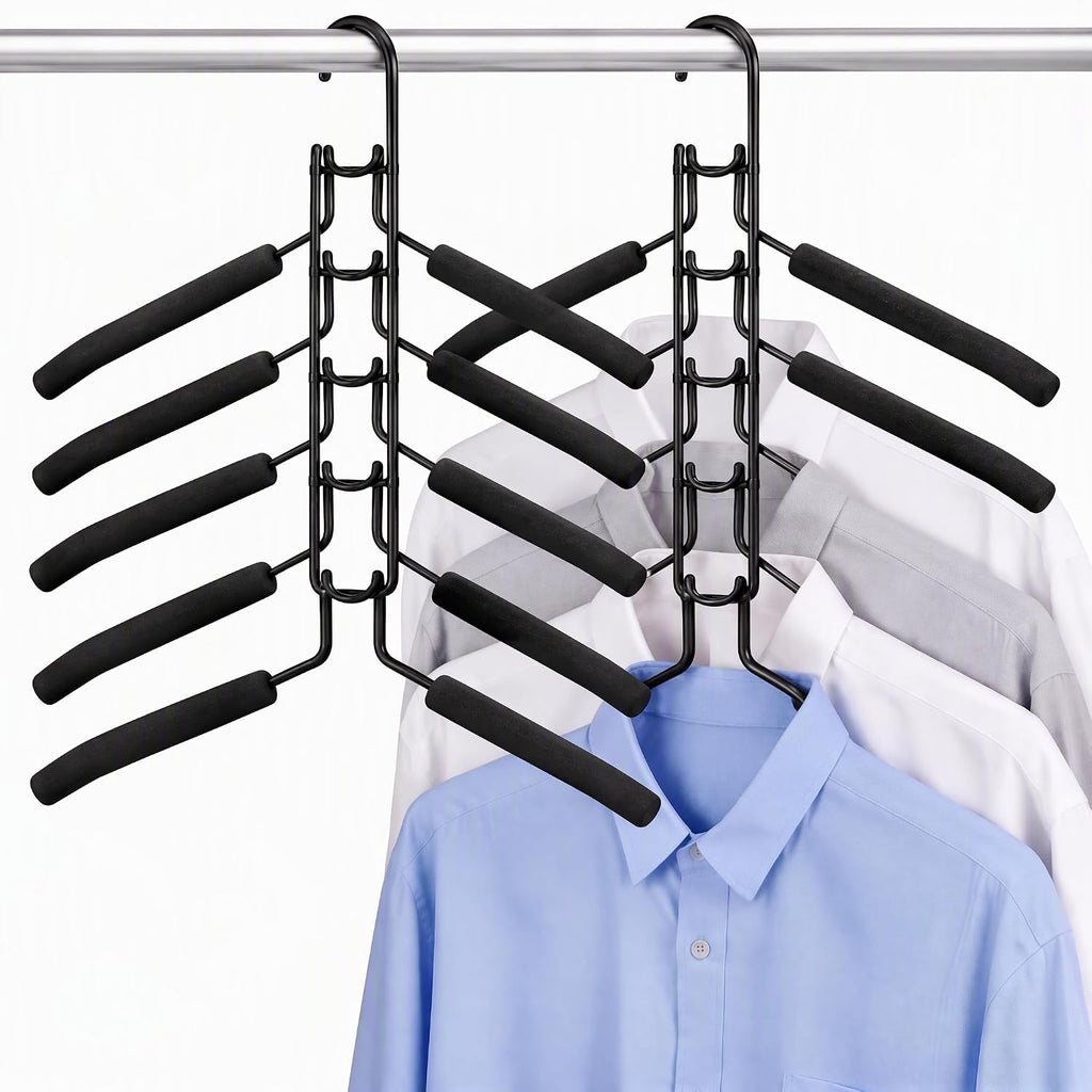 Space Saving Hangers 2 Pack, 5-Tier Detachable Clothes Hangers