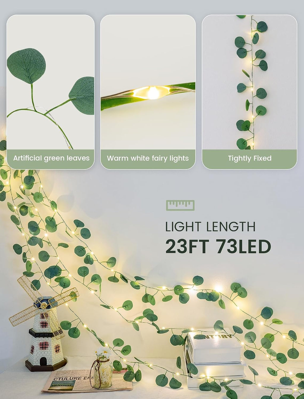 woohaha Eucalyptus Vine Lights Battery Operated
