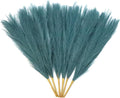 LWINGFLYER Peacock Teal Blue Faux Pampas Grass Decor 18-Inch Short 6 Stems Dried Flowers for Small Vase Boho Home Decor Wedding Bouquet Party Decoration Flower Arrangement Balloon Garland