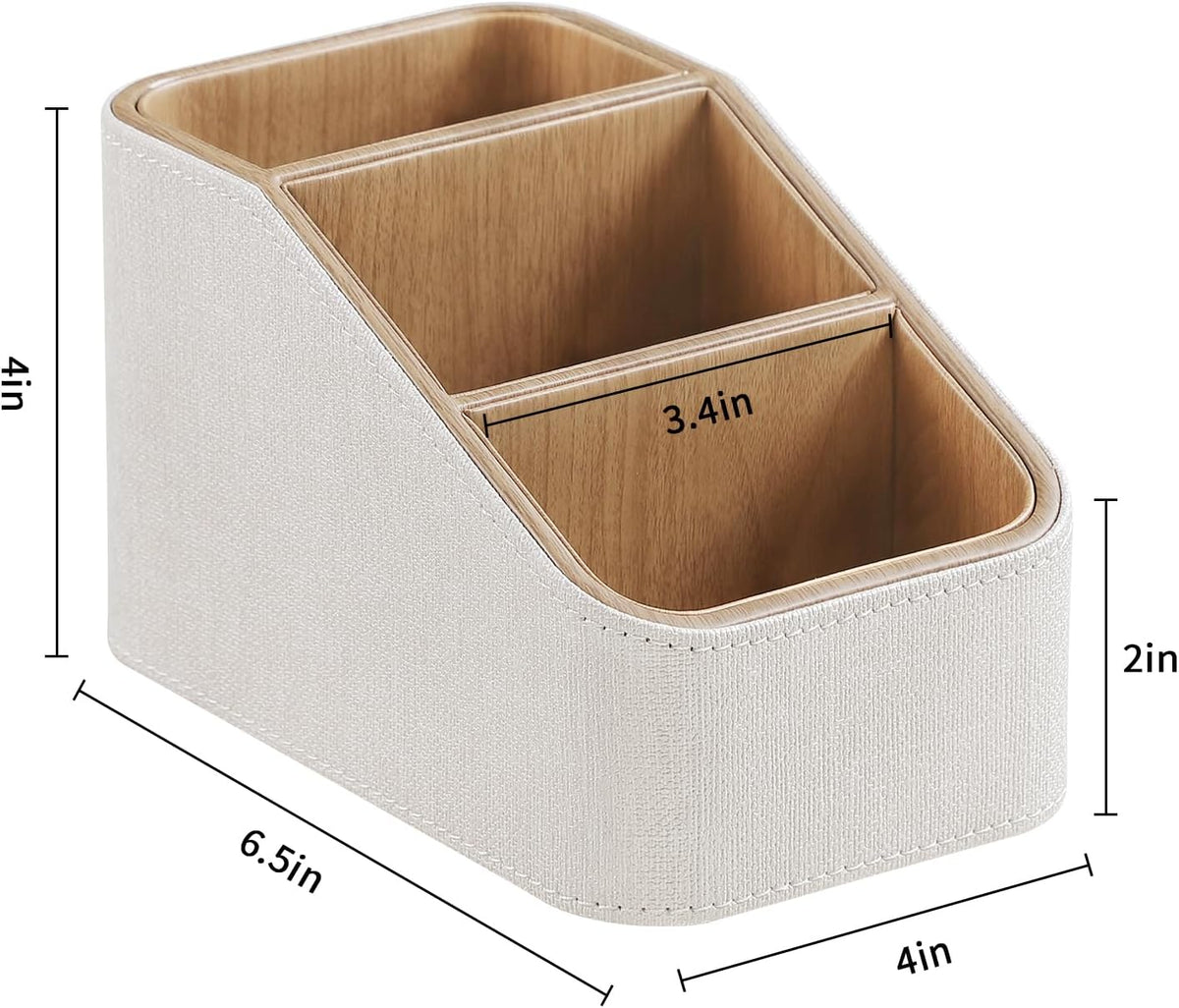 Remote Control Holder, PU Leather Nightstand Organizer (Linen)