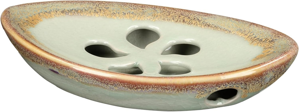 Ceramic Soap Dish with Self Draining Tray for Bar Soap, Bathroom, Kitchen (Pastel Blue)
