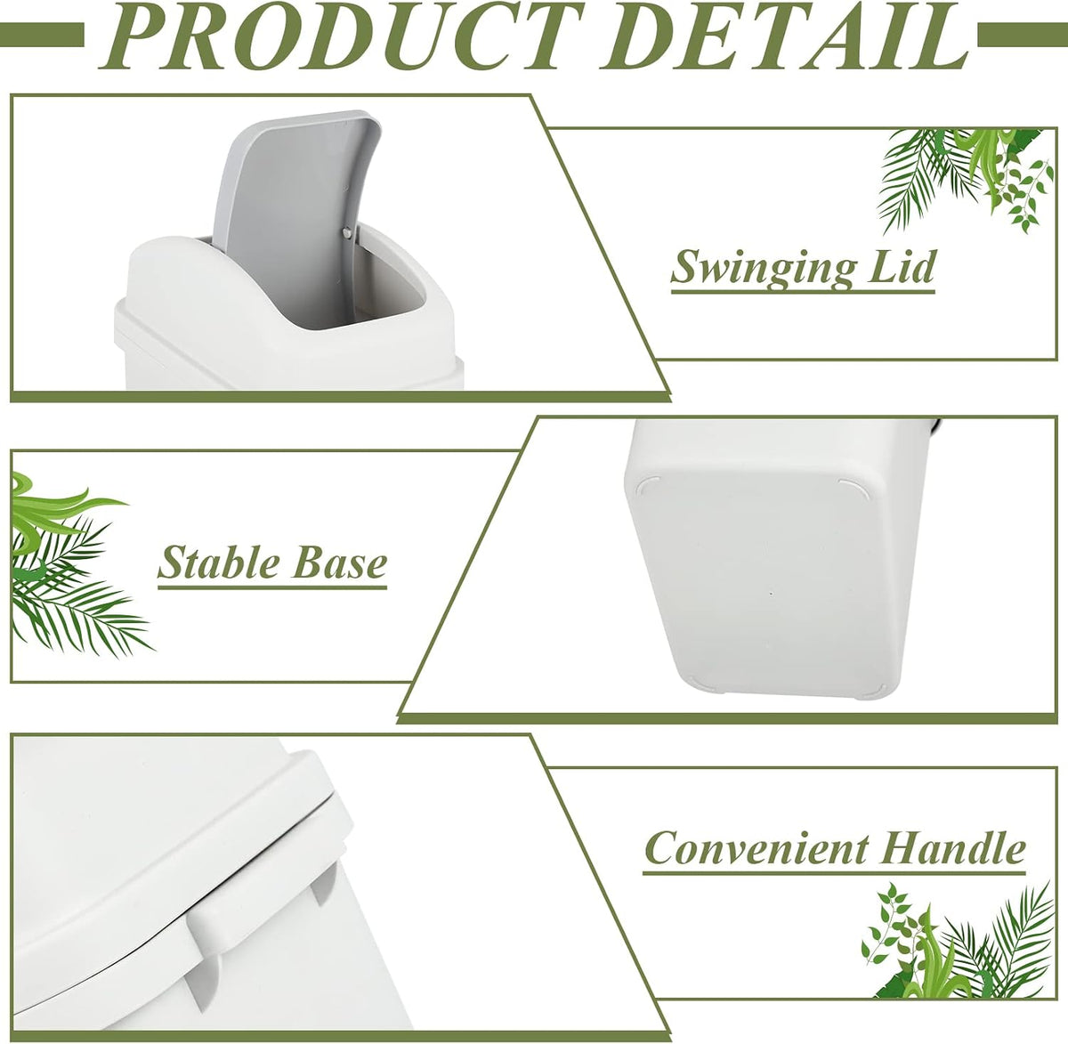 Sumind 2 Pcs 1.8 Gallon Small Trash Can with Swing Lid, Green and Beige