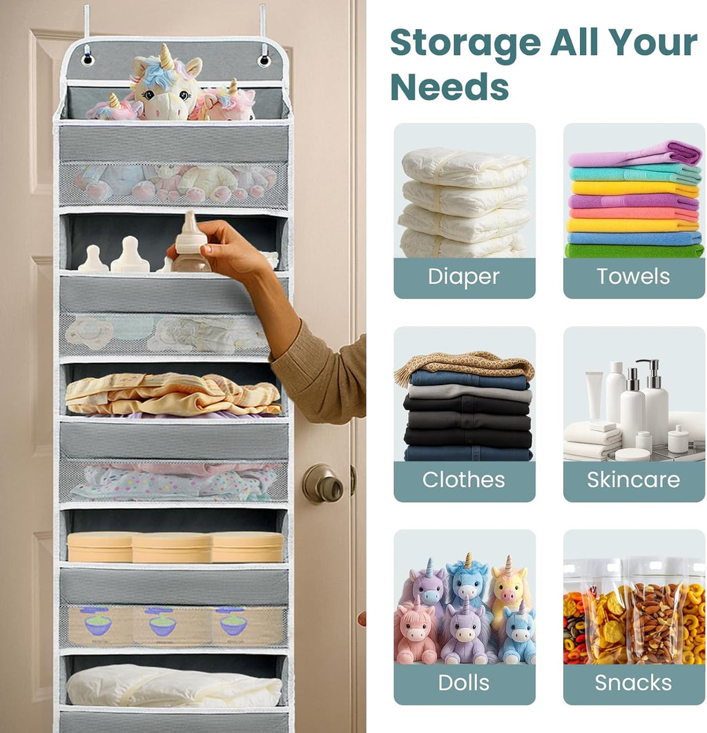 5-Tier Over The Door Pantry Organizer, Kitchen & Bathroom Storage, Grey