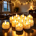 12 Pack LED Timer Tea Light Battery Operated, Flameless Flickering LED Votive Tealight Timer Candles, Outdoor Electric Flicker Fake Candle Bulk for Christmas Halloween Pumpkin Light Decorations