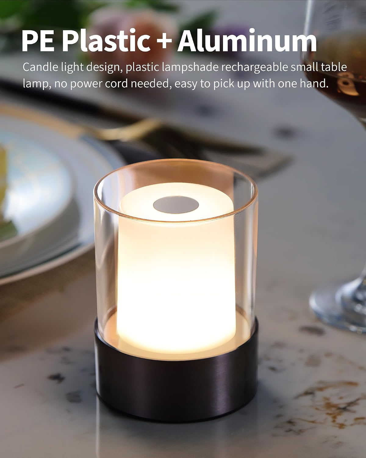 4" RGB Black Cordless Table Lamp 2, Small Outdoor Rechargeable Lamp