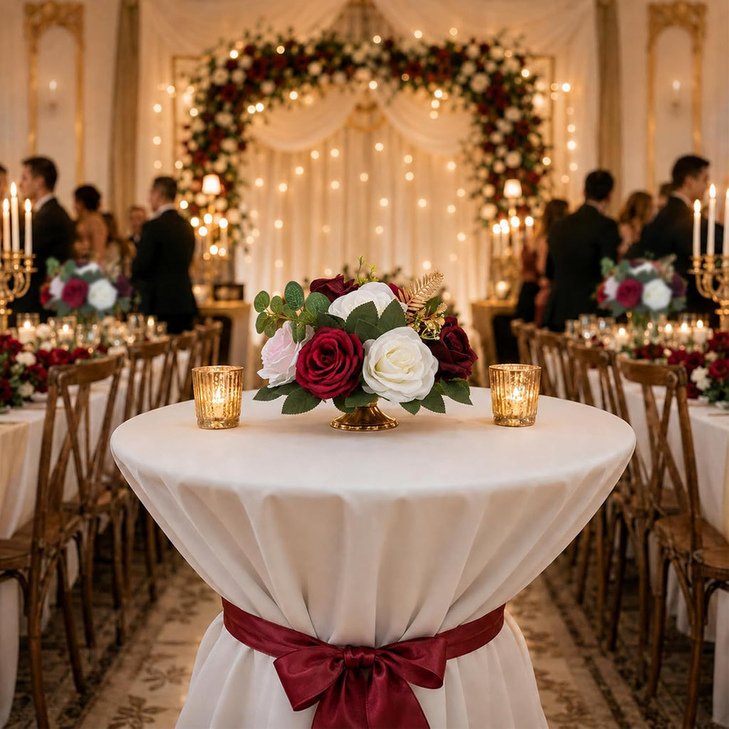 BLOSMON Artificial Rose Flowers Ball Wedding Centerpieces, 2 Pcs, Burgundy