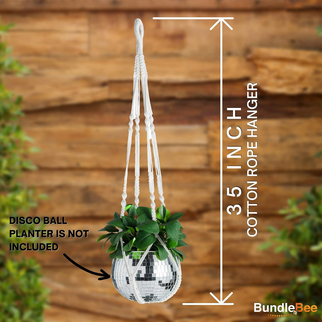 Macrame Plant Hanger with Short Rope (No Tassel) - 35 Inch - Cotton Macrame Cord for Boho Decor Flower Pots - Bohemian Chic Home Decor, Simple Indoor Outdoor Hanging Houseplants or Terrarium | 1 Pack