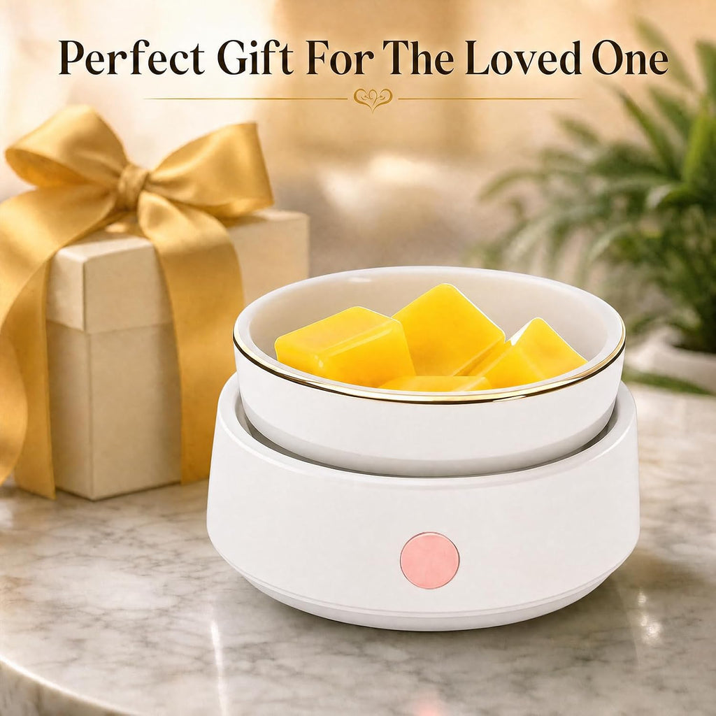 Candle Wax Melt Warmer with Safety Timer Auto Shut-Off Ceramic Electric Wax Burner Melter Timer Adjust Fragrance Intensity for Scented Wax Melts Candle Jars Essential Oils Home Office Gift Decor