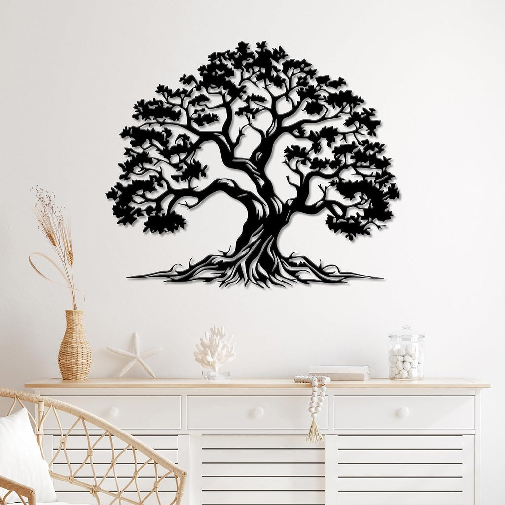 Xedatric Tree of Life Metal Wall Art Matte Black 23.6"x19.7"