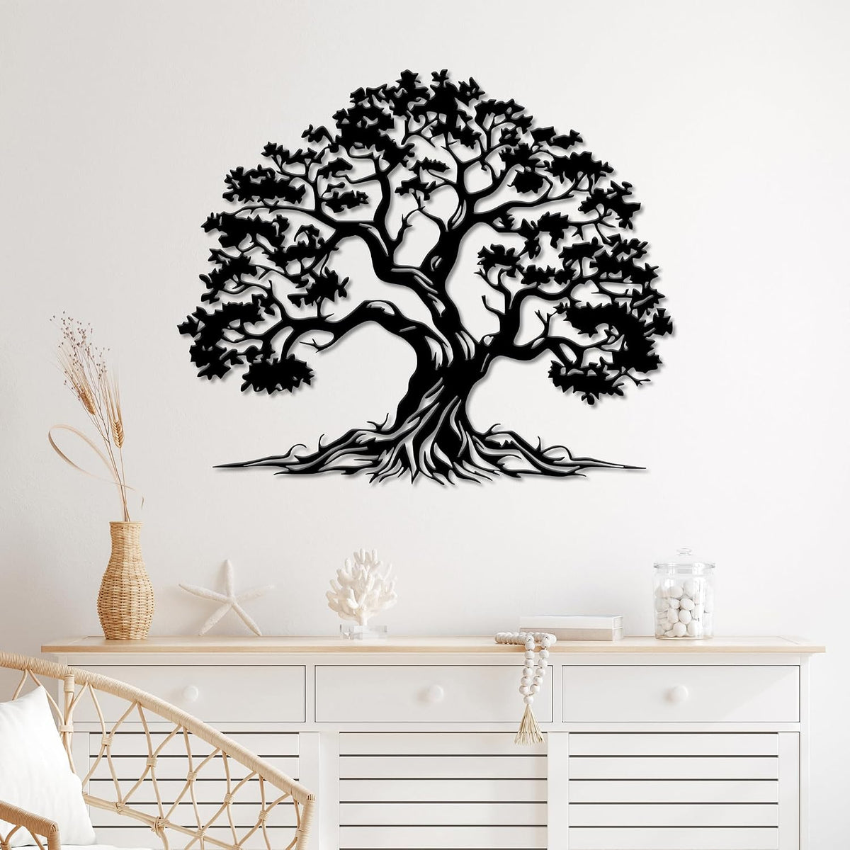 Xedatric Tree of Life Metal Wall Art Matte Black 23.6"x19.7"