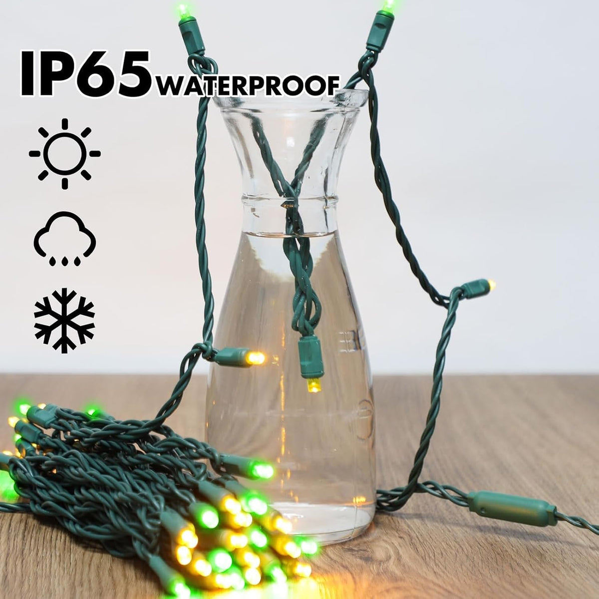 LAMPHOME Green Yellow String Lights, 25FT 50LED Commercial Extendable Mini Christmas Lights Plug in for St. Patrick's Day Christmas Tree Xmas Garland Wedding, Indoor Outdoor Patio Garden Home Decor