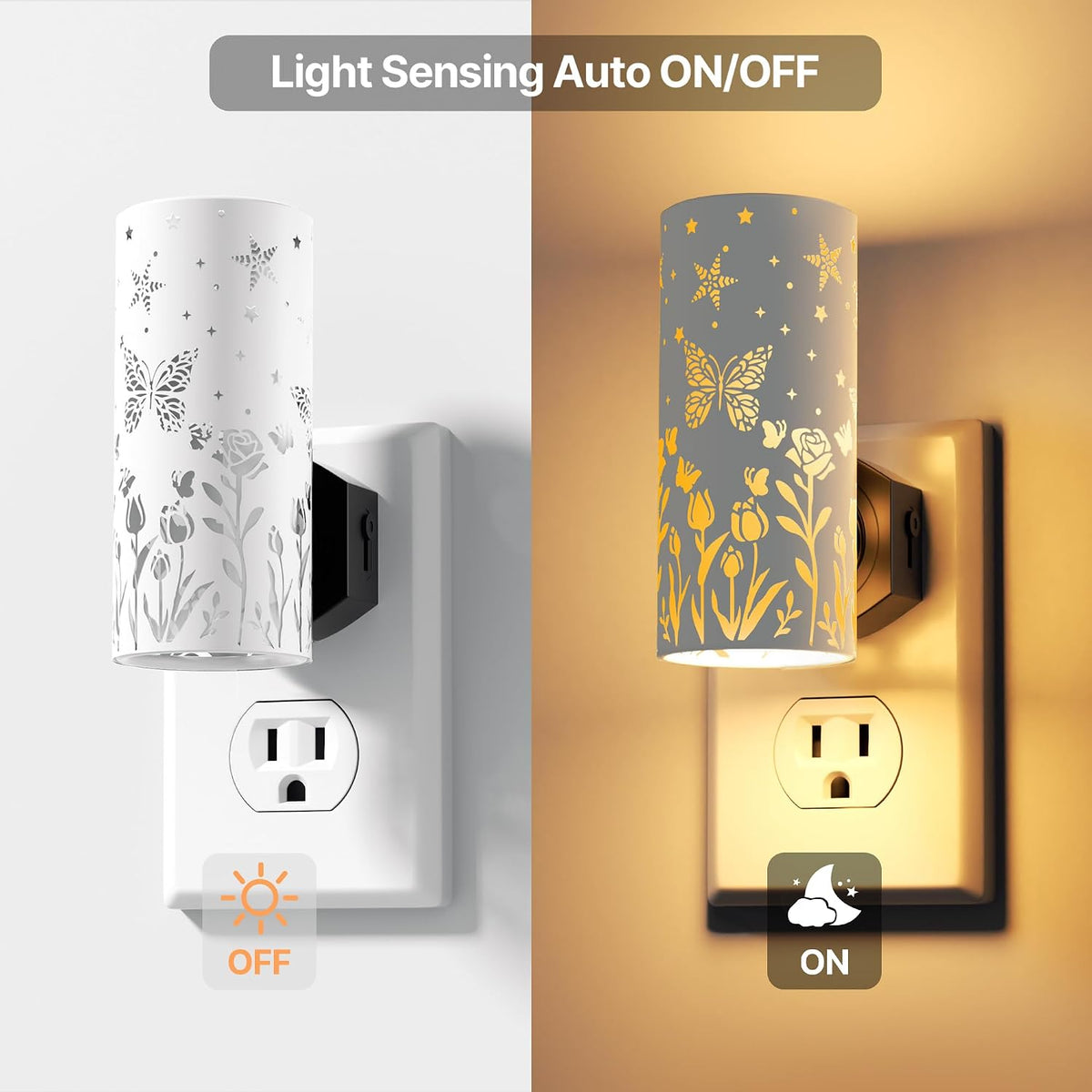 LED Night Lights Plug in, Bright Nightlights, White Butterfly