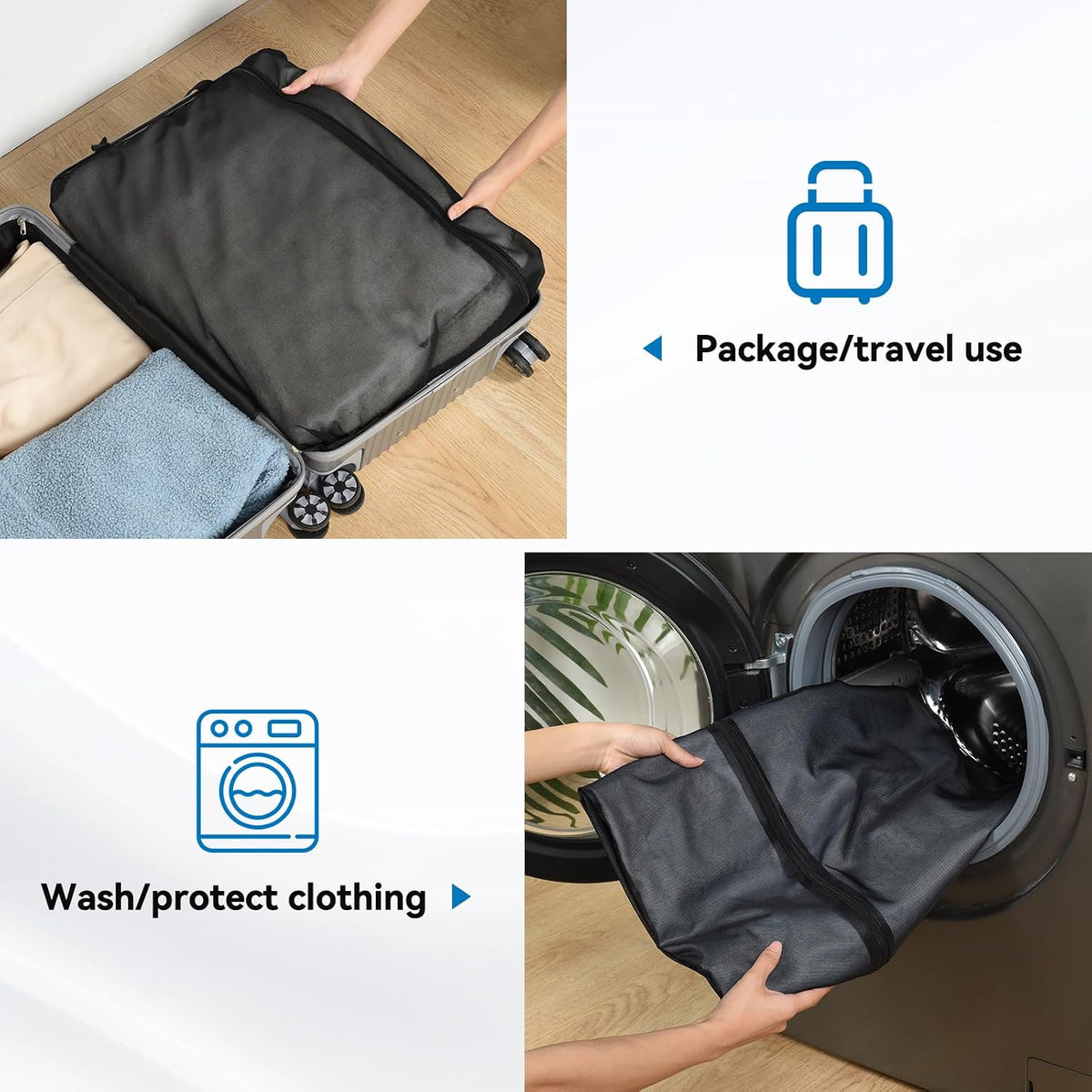 OTraki 43×35 Inch Extra Large Mesh Laundry Bags for Washing Machine Black