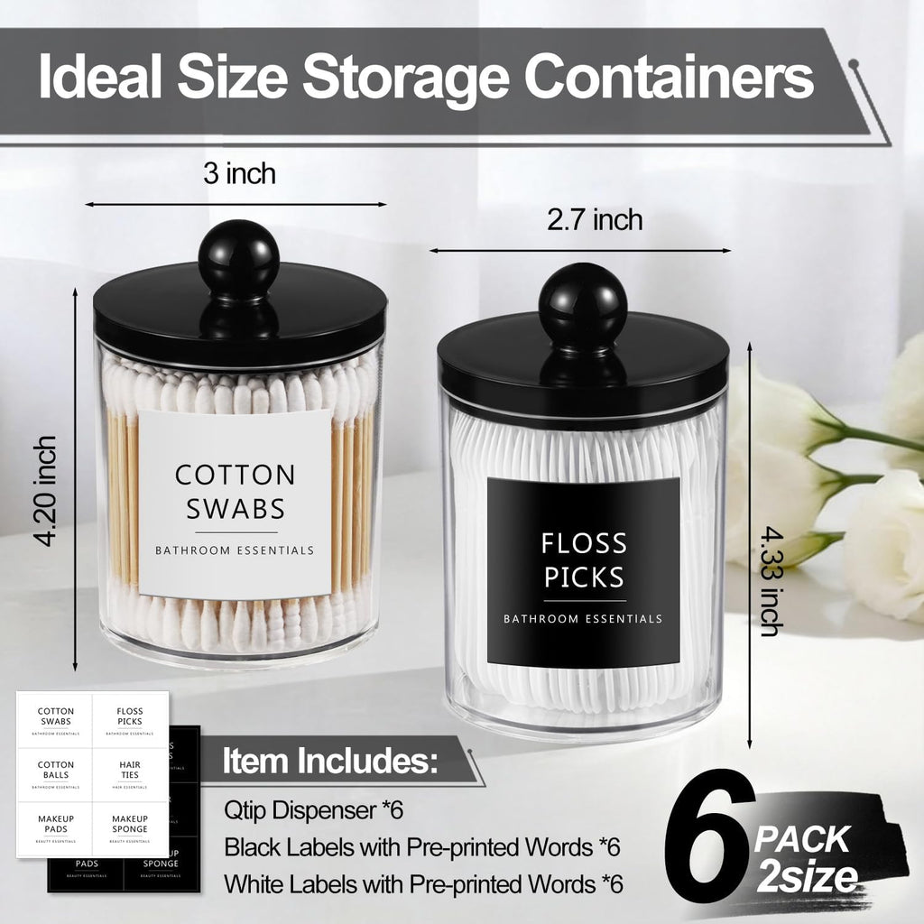 SheeChung 3 Pack 10oz &12 oz Acrylic Qtip Holder Dispenser