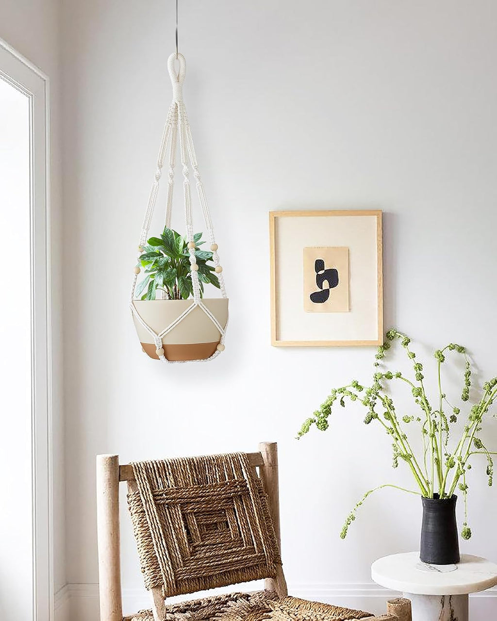 2 Pack Macrame Plant Hanger Indoor Hanging Plant Holder Ivory