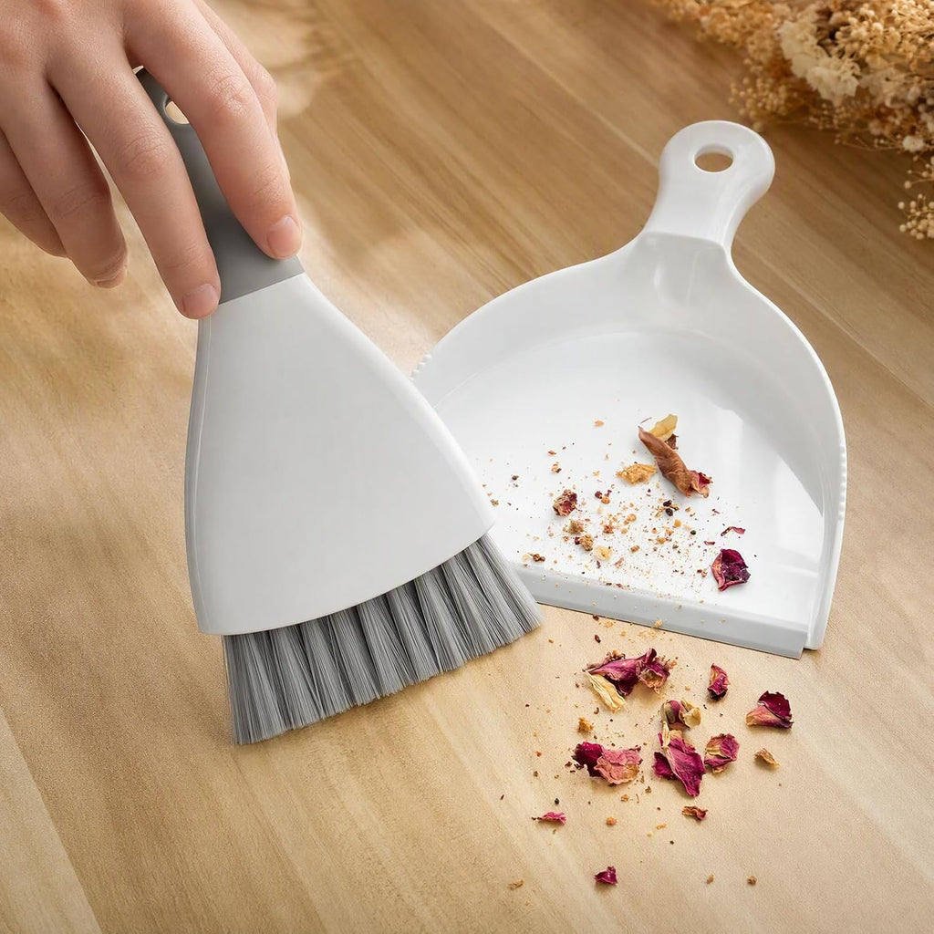 GeeRic Mini Dustpan and Brush Set, Dust Pan Broom Gray