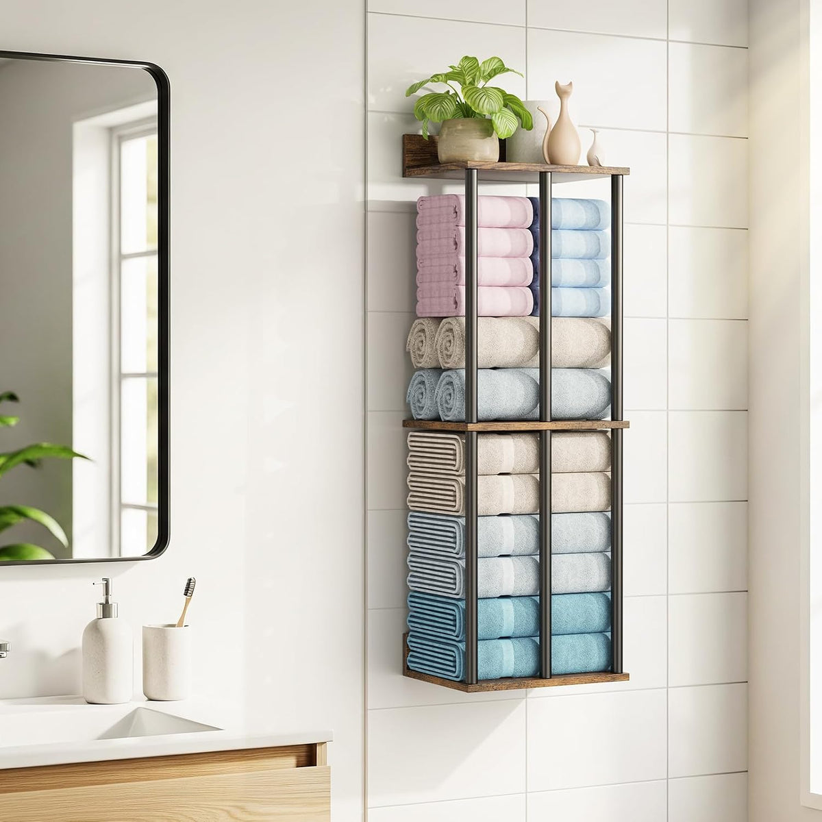 Towel Racks for Bathroom Wall Mounted, Upgraded Bathroom Towel Holder
